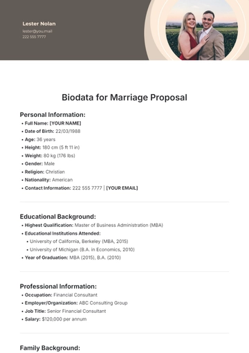 Free Biodata Template for Marriage Proposal to Edit Online