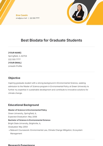 Free Best Biodata for Graduate Students Template to Edit Online
