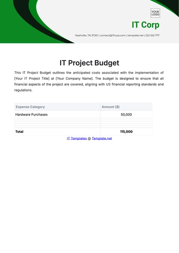 Free IT Project Budget Template to Edit Online