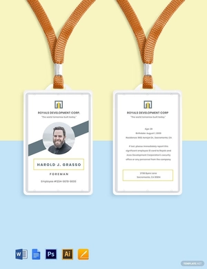 Construction Employee ID Card Template