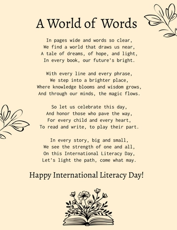Free International Literacy Day Poem Template to Edit Online