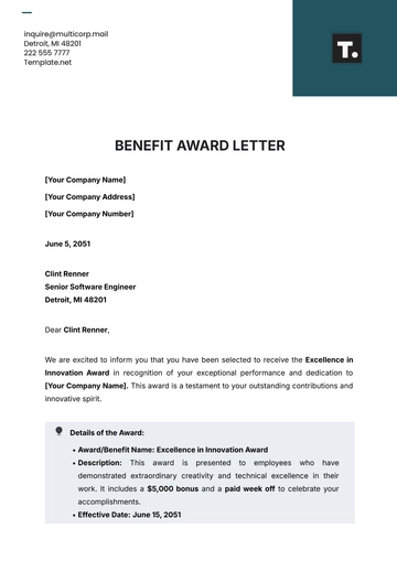 Free Benefit Award Letter Template to Edit Online