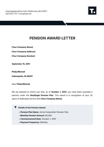 Free Pension Award Letter Template to Edit Online