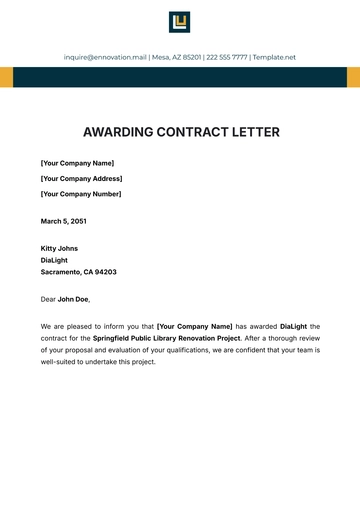 Free Awarding Contract Letter Template to Edit Online