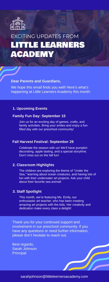 Free Preschool Email Newsletter Template to Edit Online