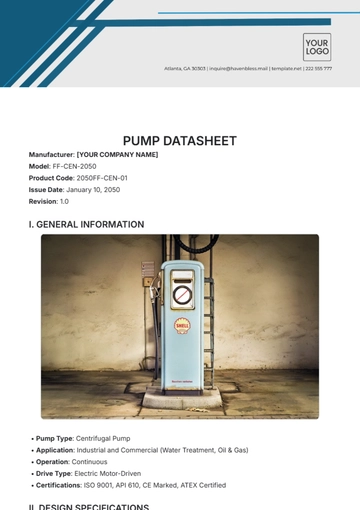 Free Pump Datasheet Template to Edit Online
