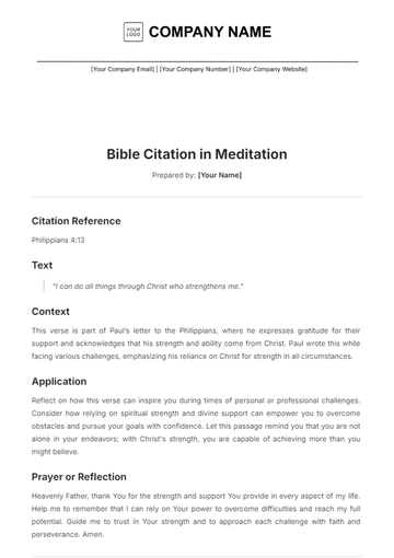 Free Bible Citation in Meditation Template to Edit Online