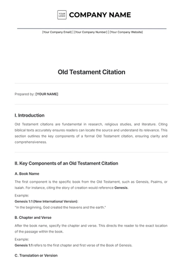 Free Old Testament Citation Template to Edit Online