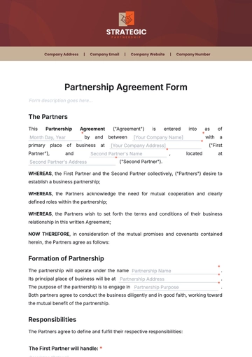 Free Partnership Agreement Form Template to Edit Online