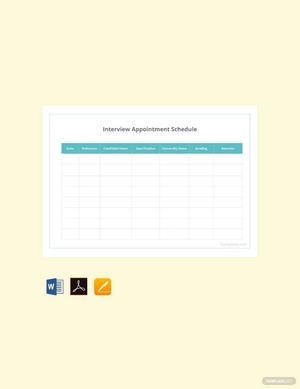 Interview Appointment Schedule Template