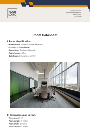 Free Room Datasheet Template to Edit Online