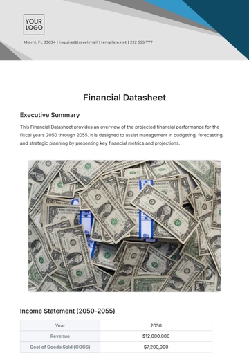 Free Financial Datasheet Template to Edit Online