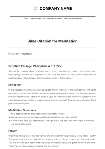 Free Bible Citation for Meditation Template to Edit Online