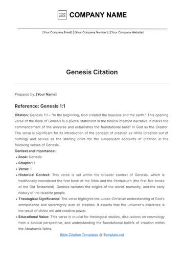 Free Genesis Citation Template to Edit Online
