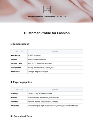 Free Customer Profile for Fashion Template to Edit Online | Template.net
