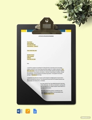 Construction Progress Application Letter