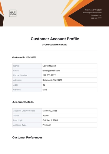 Free Customer Account Profile Template to Edit Online | Template.net
