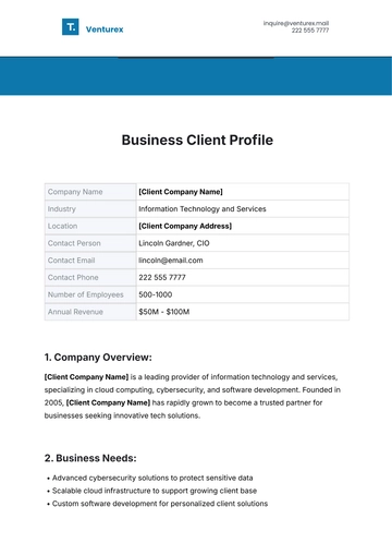 Free Business Client Profile Template to Edit Online | Template.net