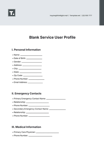 Free Blank Service User Profile Template to Edit Online | Template.net