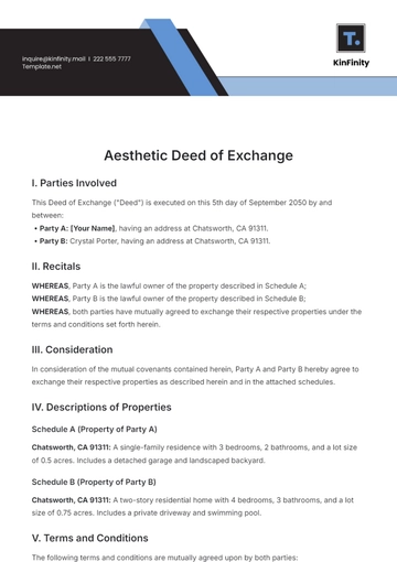 Free Aesthetic Deed of Exchange Template to Edit Online