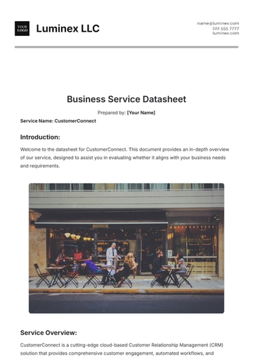 Free Business Service Datasheet Template to Edit Online