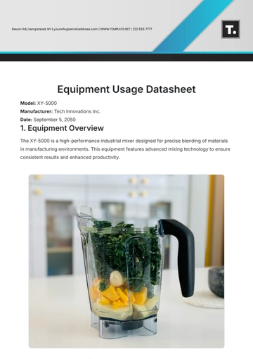 Free Equipment Usage Datasheet Template to Edit Online