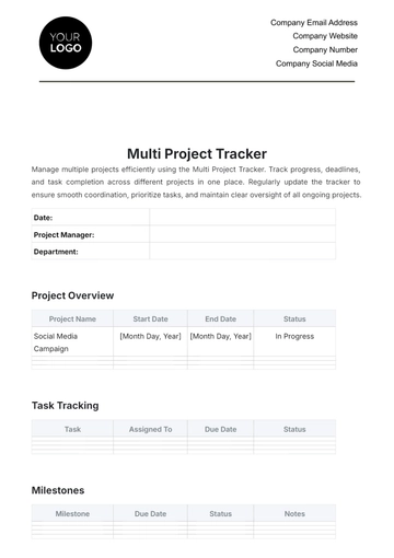 Free Multi Project Tracker Template to Edit Online