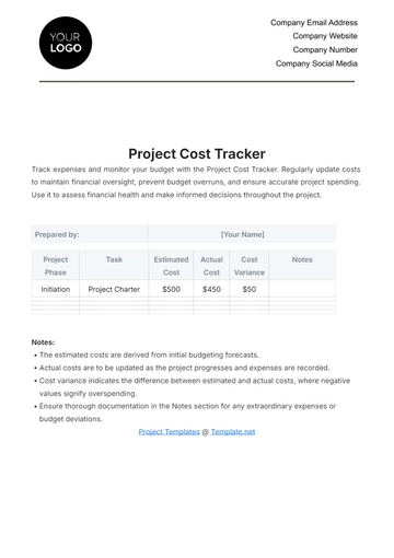 Free Project Cost Tracker Template to Edit Online