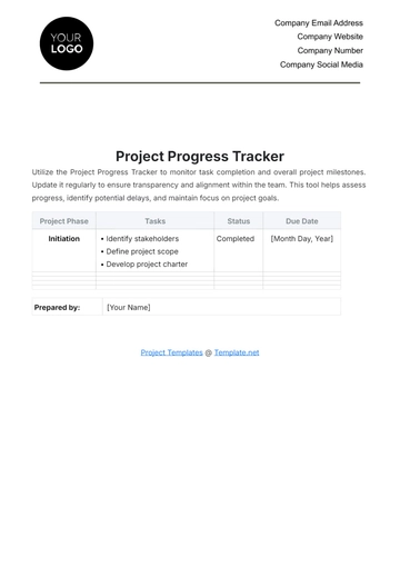Free Project Progress Tracker Template to Edit Online