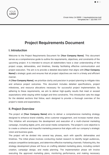 Free Project Requirements Document Template to Edit Online