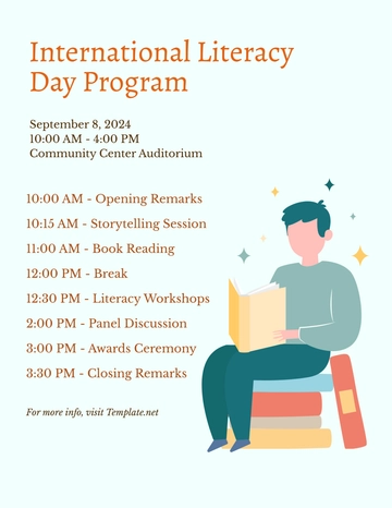 Free International Literacy Day Program Template to Edit Online