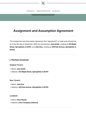 Free Assignment and Assumption Agreement Template to Edit Online | Template.net