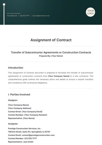 Free Assignment of Contract Template to Edit Online