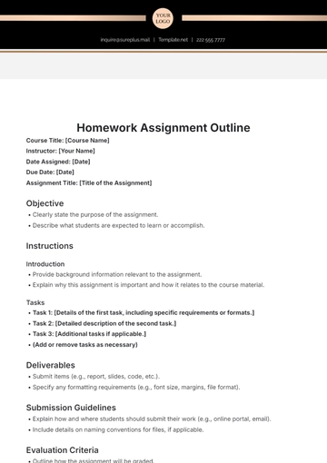 Free Homework Assignment Outline Template to Edit Online