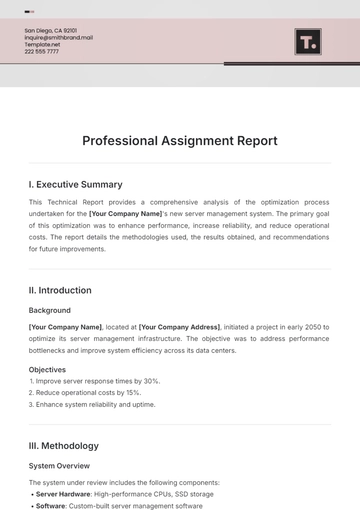 Free Professional Assignment Report Template to Edit Online