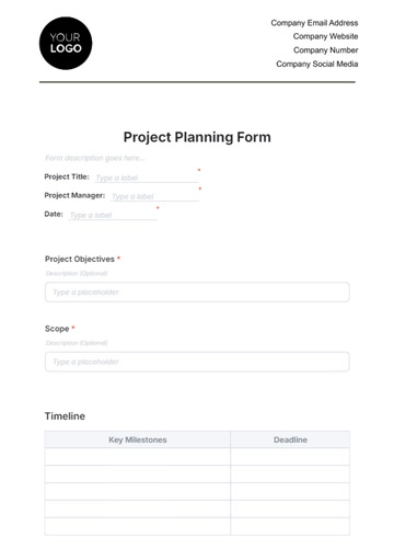 Free Project Planning Form Template to Edit Online