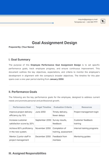 Free Goal Assignment Design Template to Edit Online