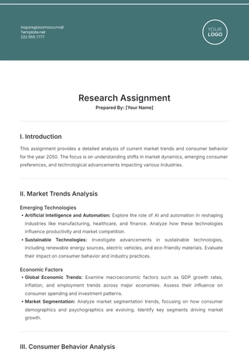 Free Research Assignment Template to Edit Online
