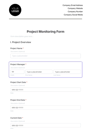 Free Project Monitoring Form Template to Edit Online