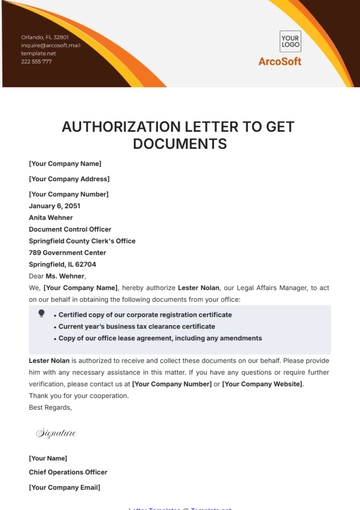 Free Authorization Letter to Get Documents Template to Edit Online