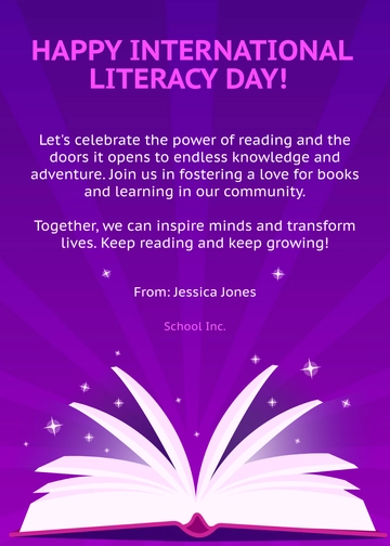 Free International Literacy Day Message Template to Edit Online