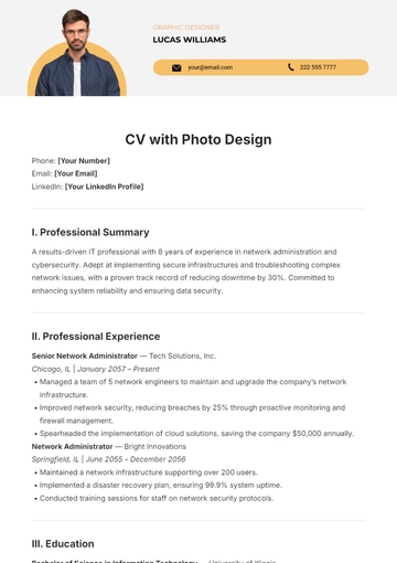 Free CV with Photo Design Template to Edit Online
