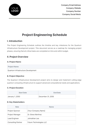 Free Project Engineering Schedule Template to Edit Online