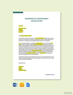 Sample Chiropractic Receptionist Cover Letter