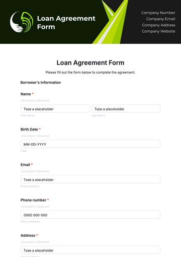 Free Free Loan Agreement Form Template to Edit Online