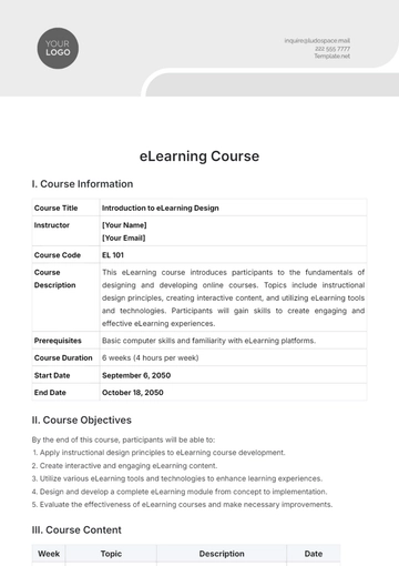 Free eLearning Course Template to Edit Online