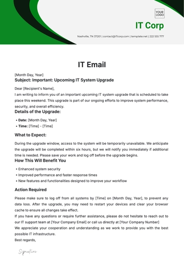 Free IT Email Template to Edit Online