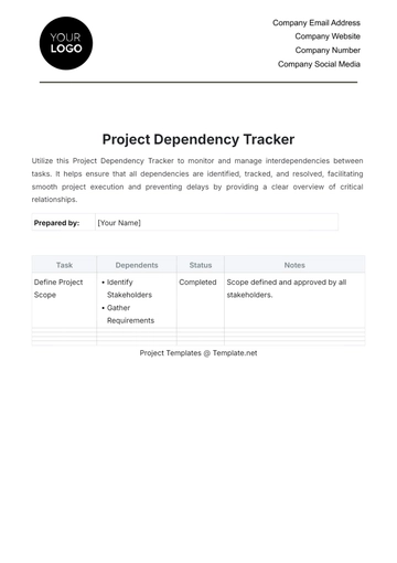 Free Project Dependency Tracker Template to Edit Online