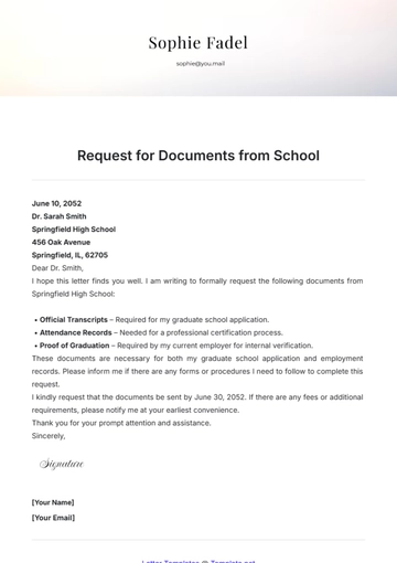 Free Request for Documents from School Template to Edit Online