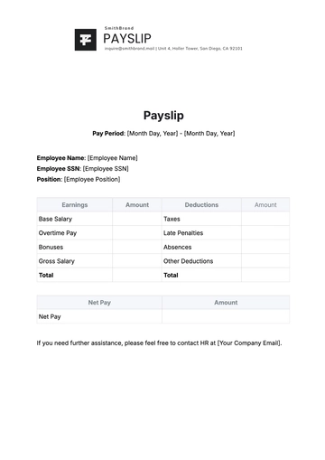 Free Payslip Template to Edit Online | Template.net